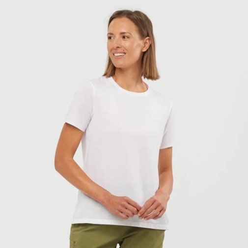 Camiseta Salomon Essential Tencel Curta Sleeve Feminino Branco | PT K01542